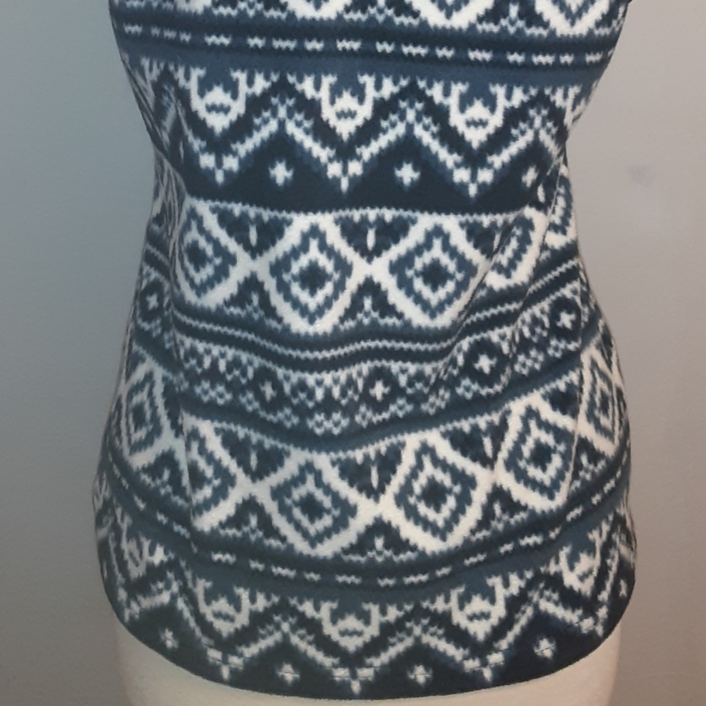 American living medium fleece vest Aztec print Blue White Outerwear Sleeveless - Picture 6 of 6